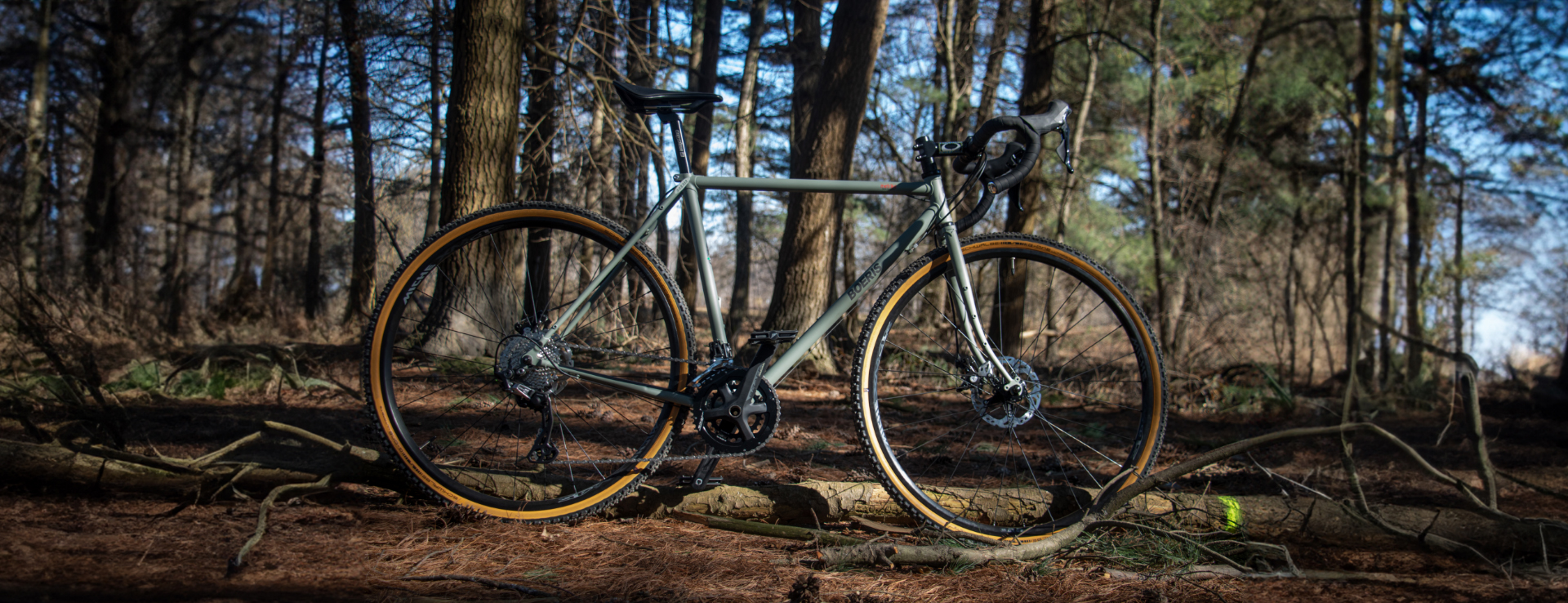 boeris bikes torino gravel serie x-performance bici in acciaio fotografata in un bosco. foto outdoor